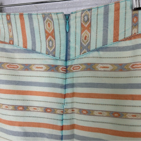Ryan Michael Skirt Southwestern Blue Red Cotton Raw Hem Aztec Print Women's 4 - Picture 5 of 7